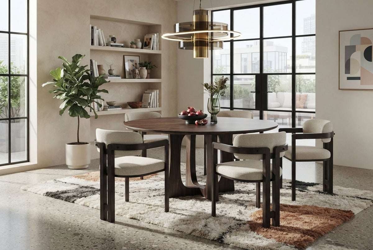 Blackwell — Chaise en grain sable, piètement effet noyer — vue 1