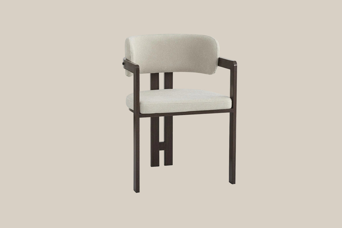 Blackwell — Chaise en grain sable, piètement effet noyer — vue 2