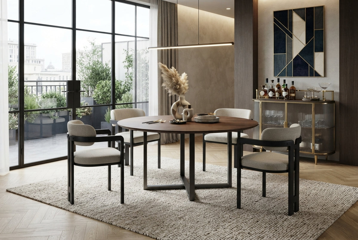 Blackwell — Chaise en grain sable, piètement métal noir — vue 1