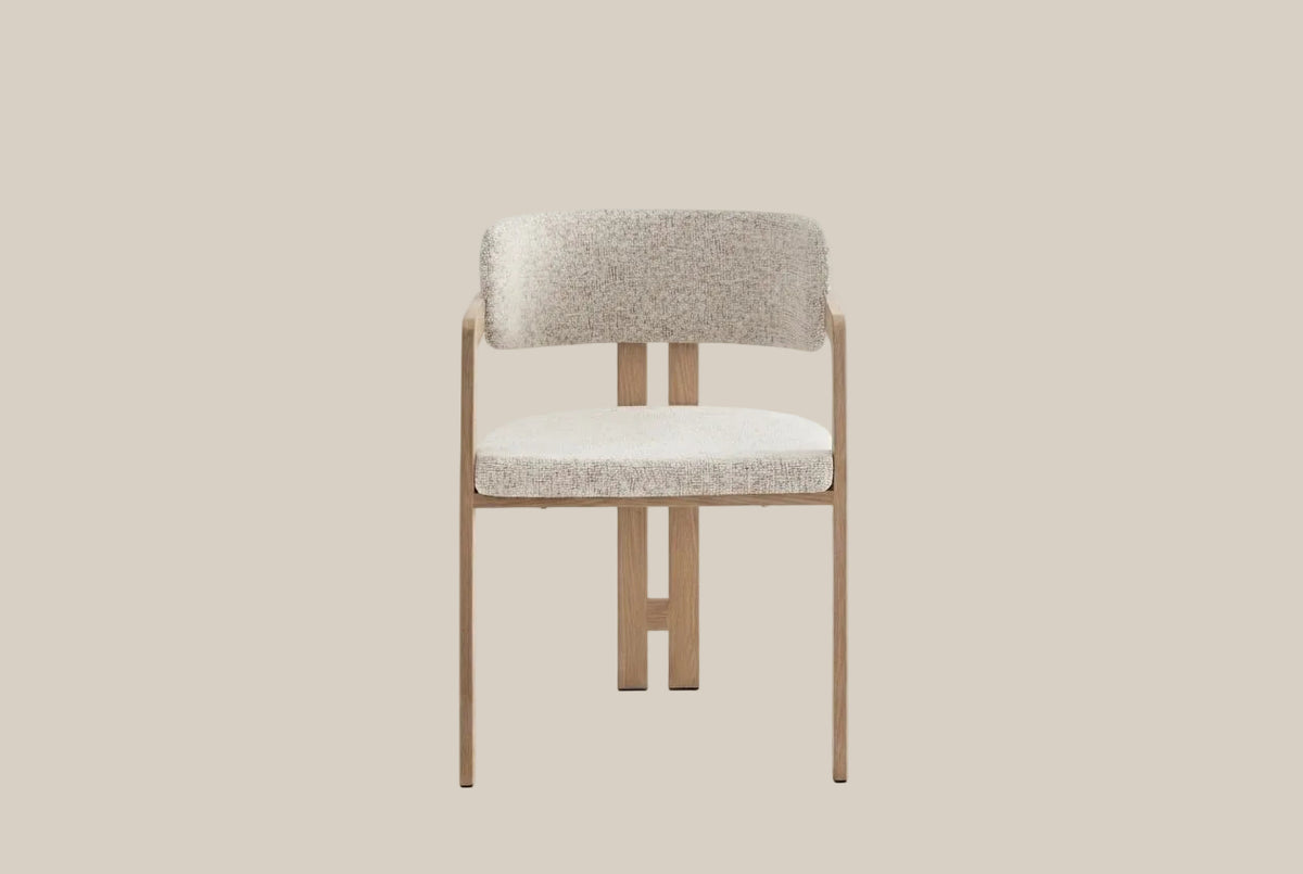 Blackwell — Chaise en tweed cappuccino, piètement effet bois — vue 2