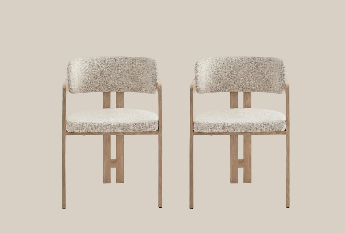 Blackwell — Chaise en tweed cappuccino, piètement effet bois — vue 4