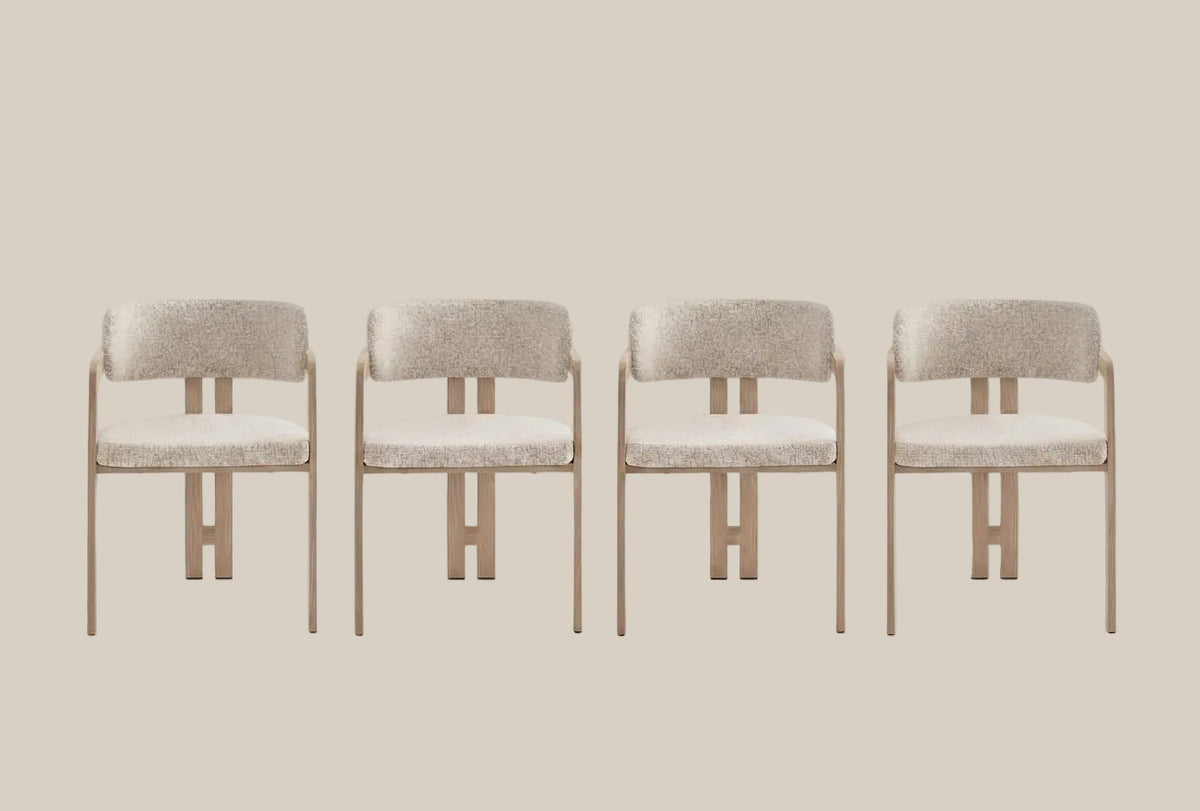 Blackwell — Chaise en tweed cappuccino, piètement effet bois — vue 5