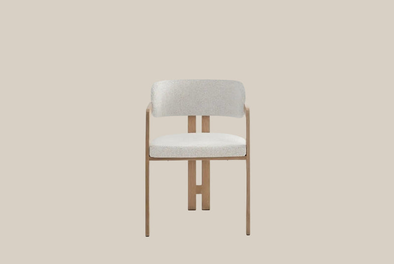 Blackwell — Chaise en tweed latte, piètement effet bois