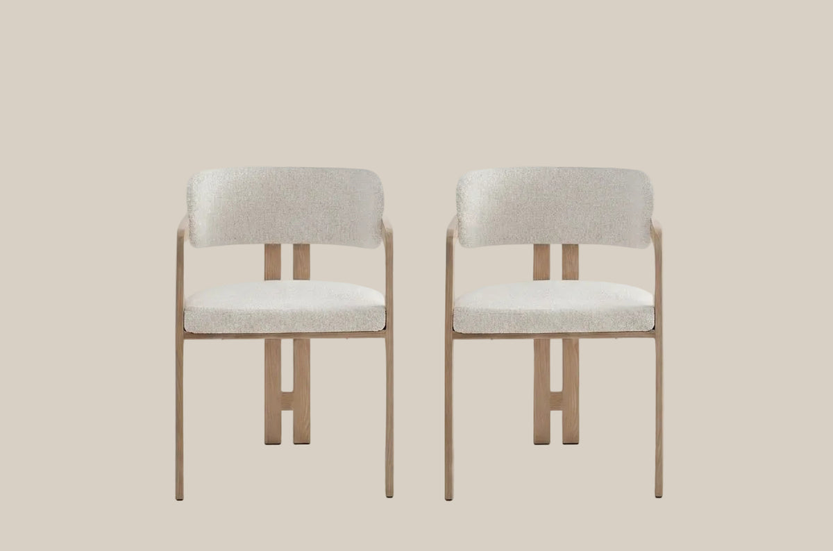Blackwell — Chaise en tweed latte, piètement effet bois — vue 4
