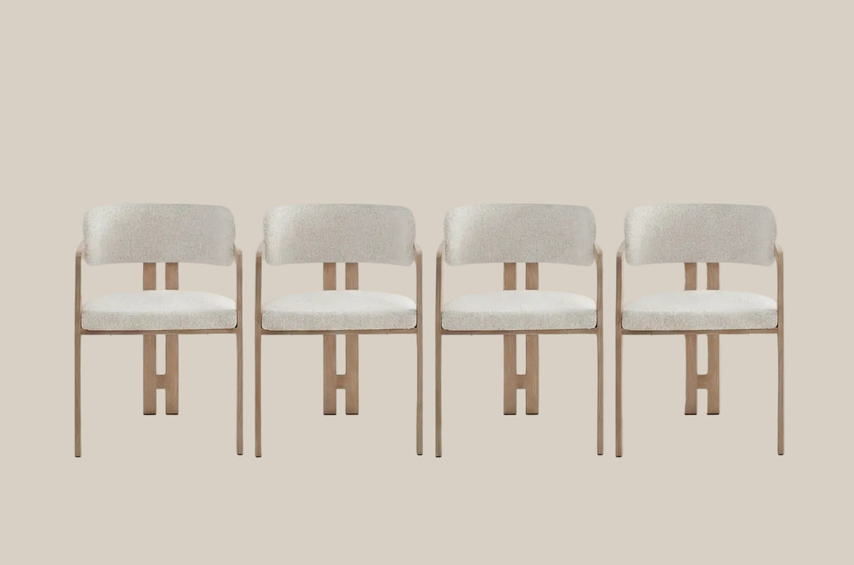 Blackwell — Chaise en tweed latte, piètement effet bois — vue 5