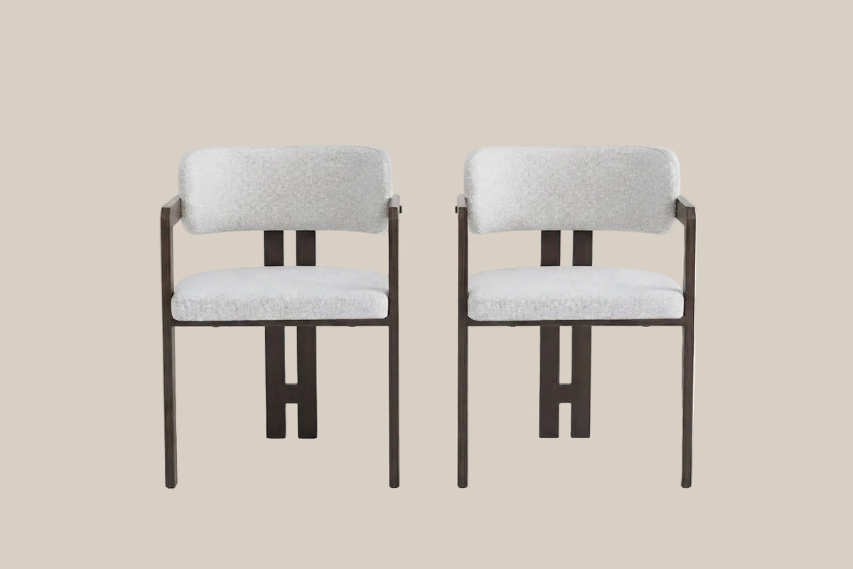 Blackwell — Chaise en tweed latte, piètement effet noyer — vue 4