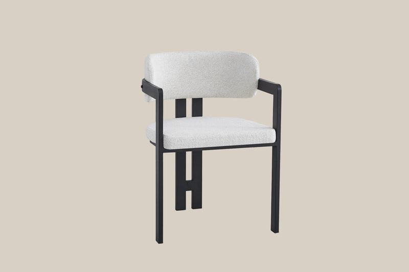 Blackwell — Chaise en tweed latte, piètement métal noir