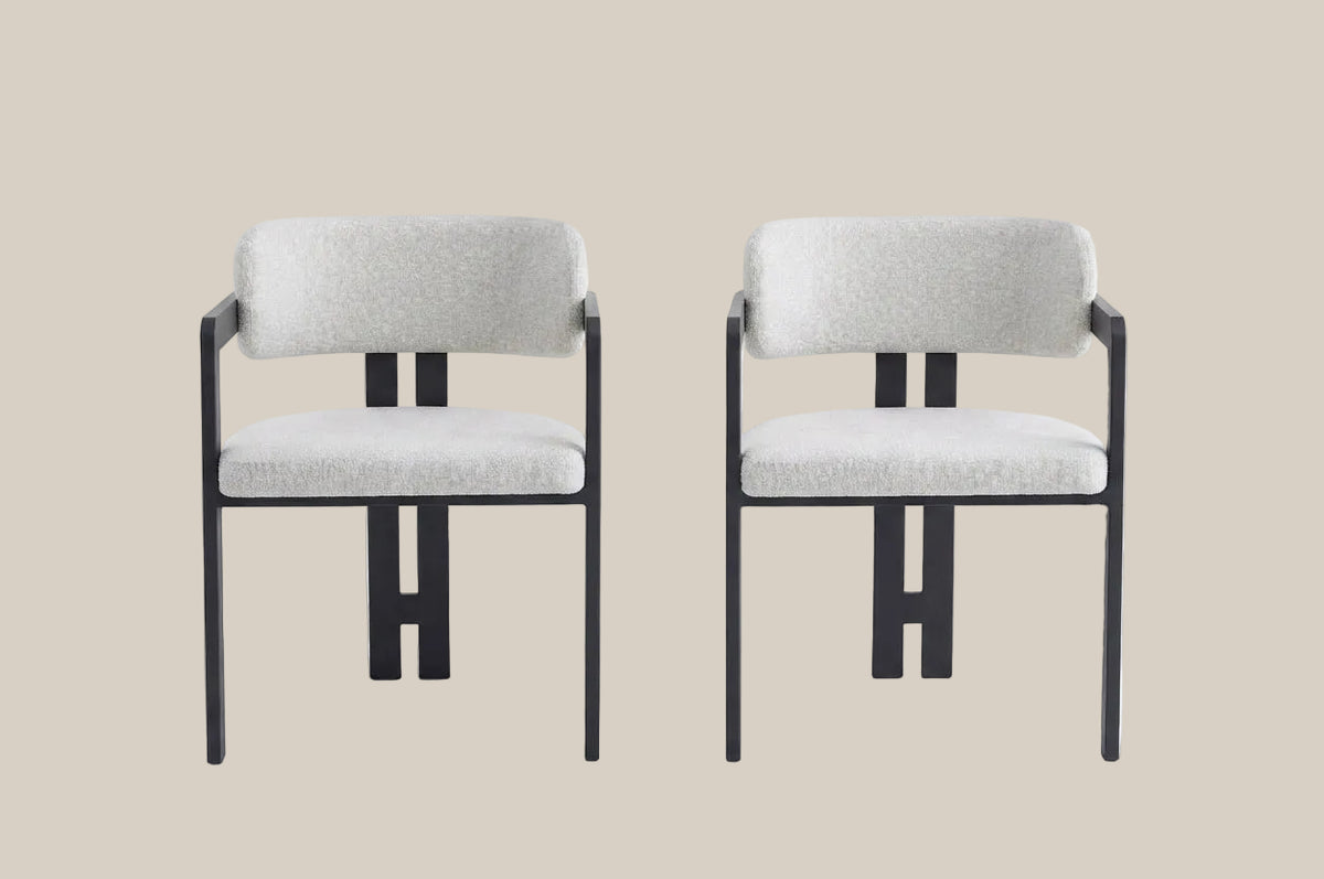 Blackwell — Chaise en tweed latte, piètement métal noir — vue 4
