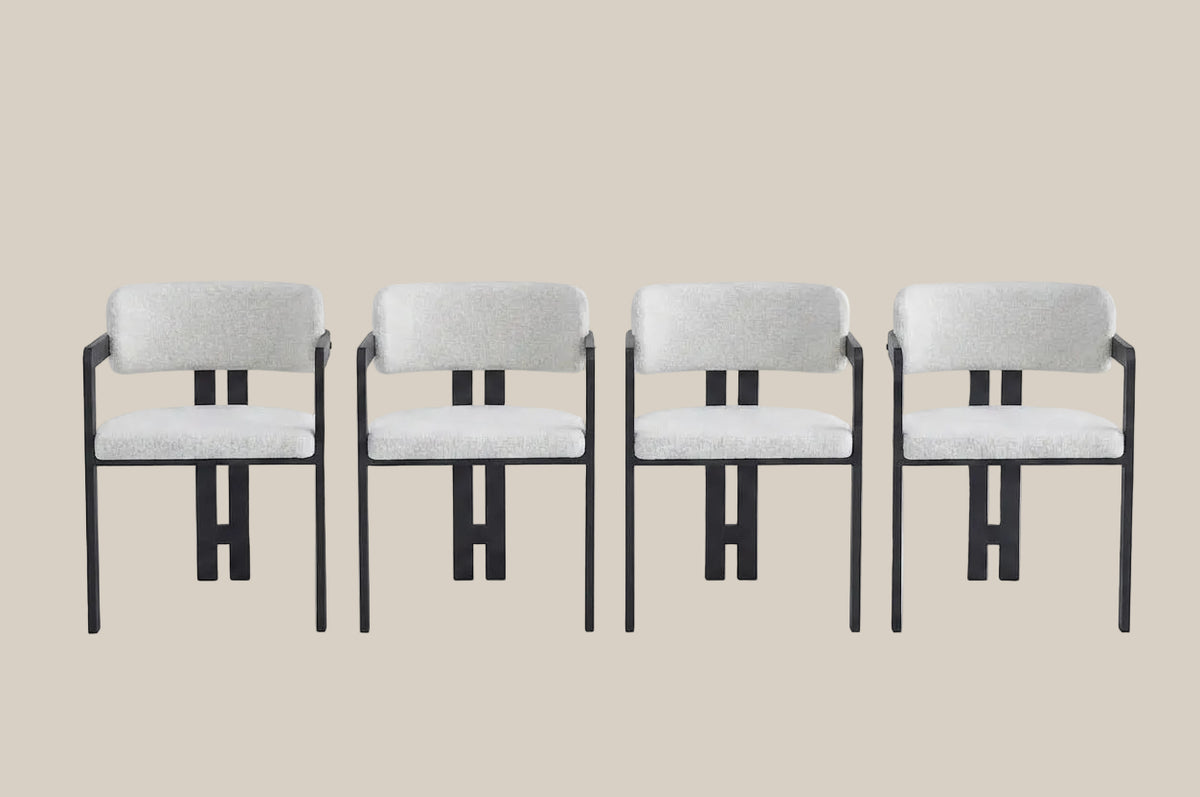 Blackwell — Chaise en tweed latte, piètement métal noir — vue 5
