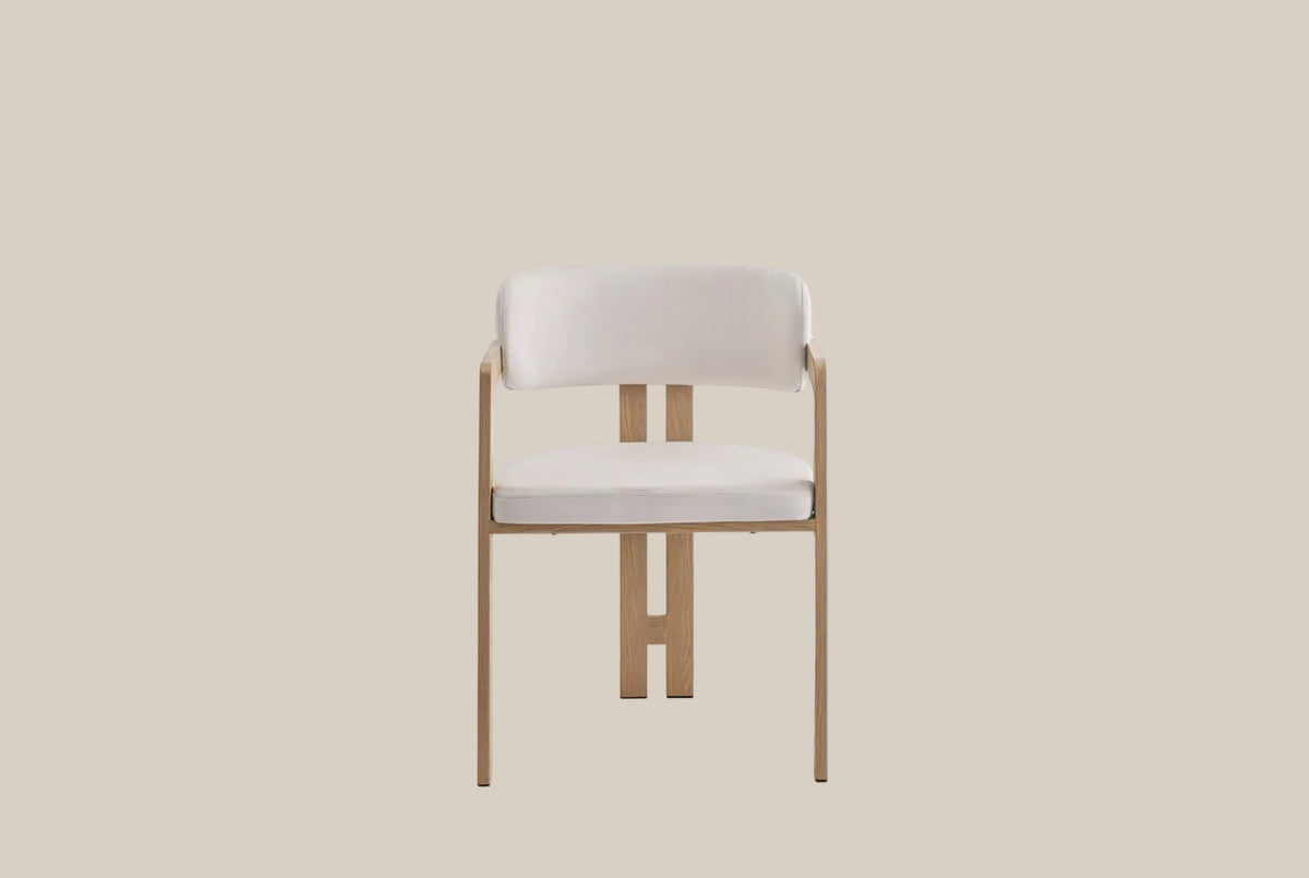 Blackwell — Chaise en velours beige, piètement effet bois — vue 2