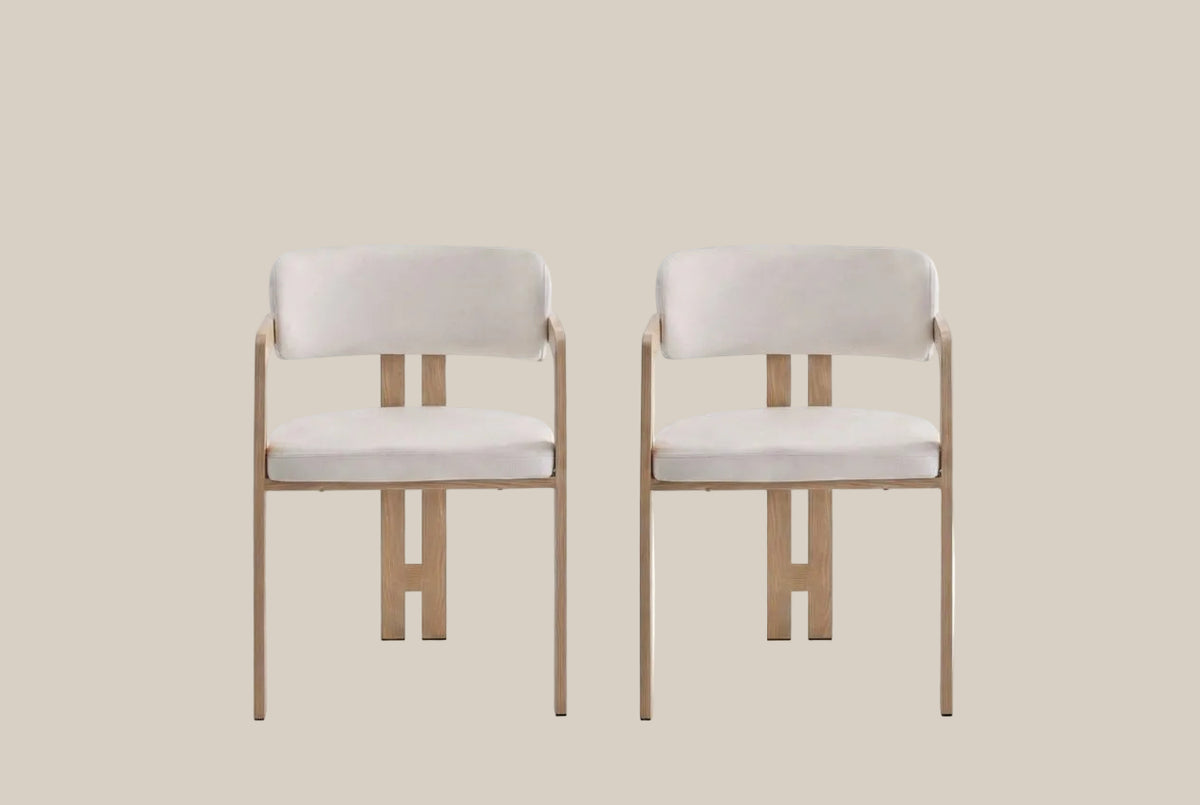 Blackwell — Chaise en velours beige, piètement effet bois — vue 4