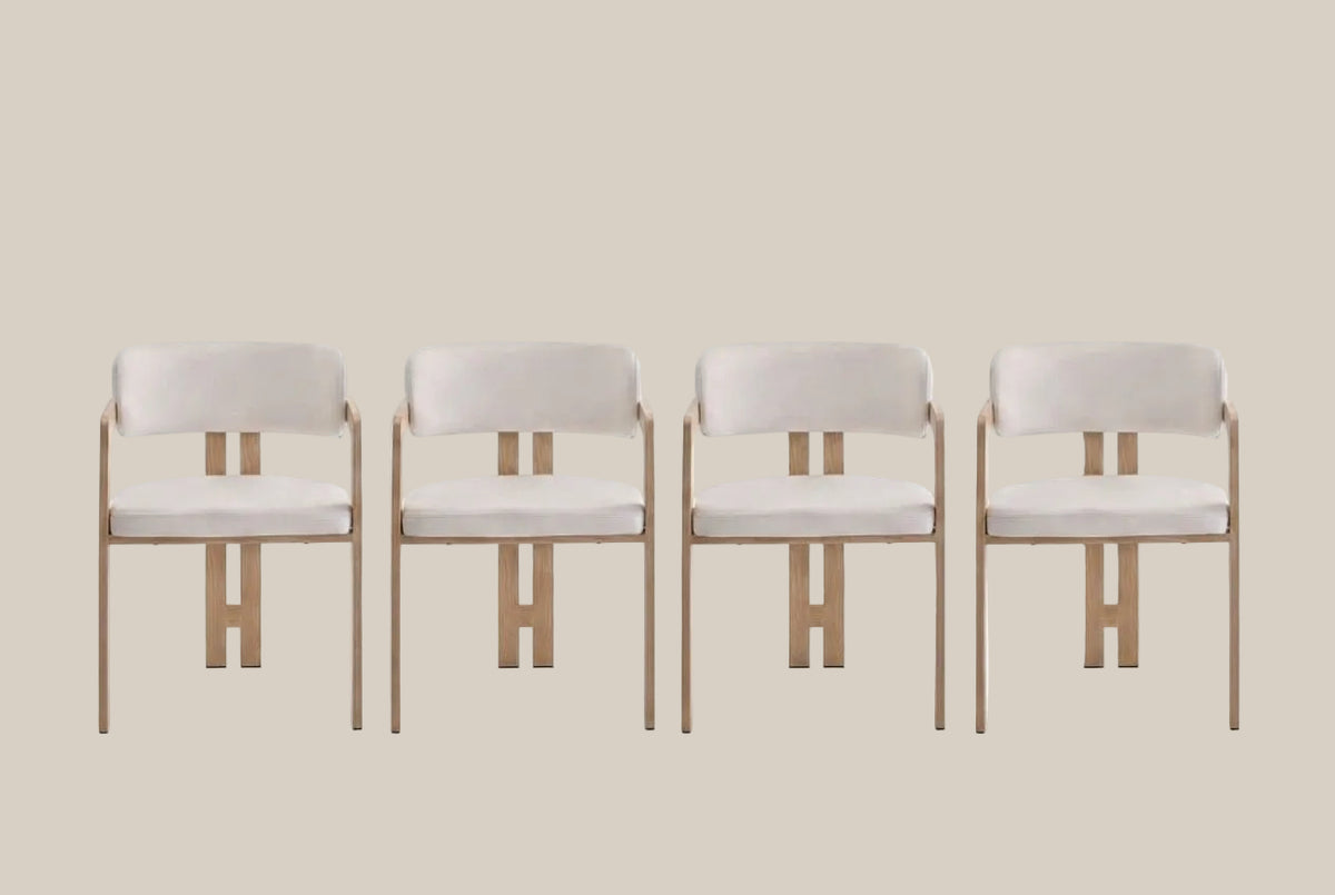 Blackwell — Chaise en velours beige, piètement effet bois — vue 5