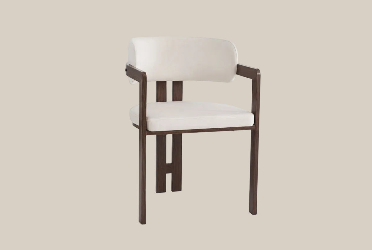 Blackwell — Chaise en velours beige, piètement effet noyer — vue 2