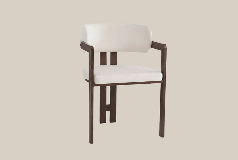 Blackwell — Chaise en velours beige, piètement effet noyer