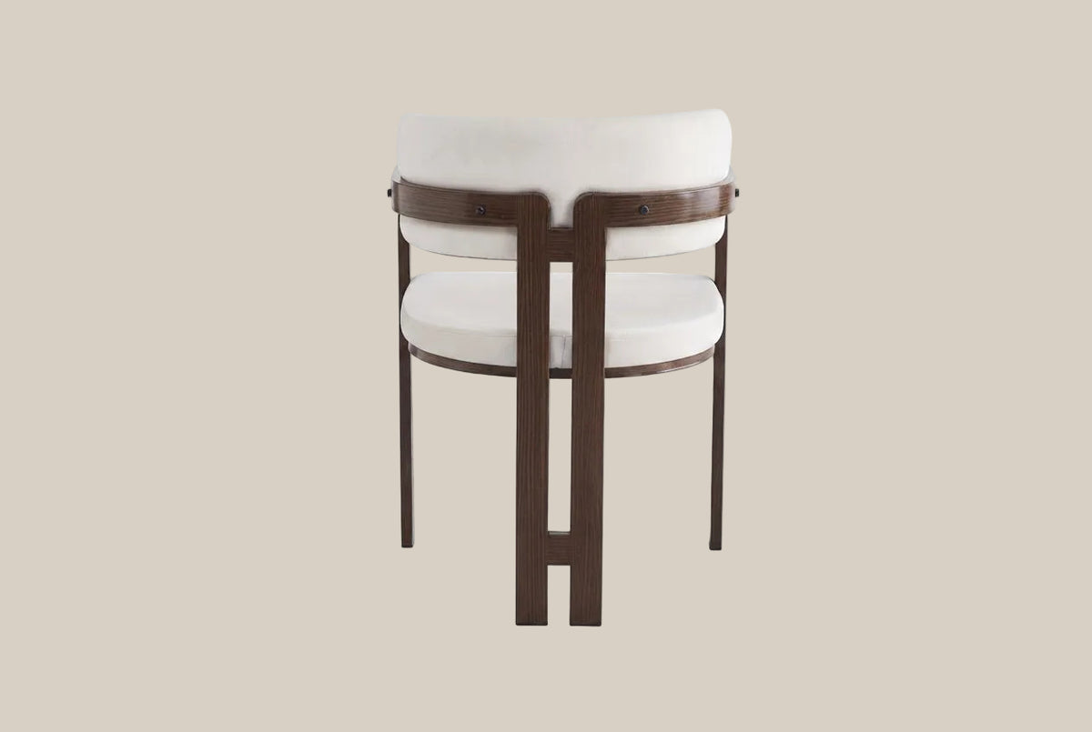 Blackwell — Chaise en velours beige, piètement effet noyer — vue 3