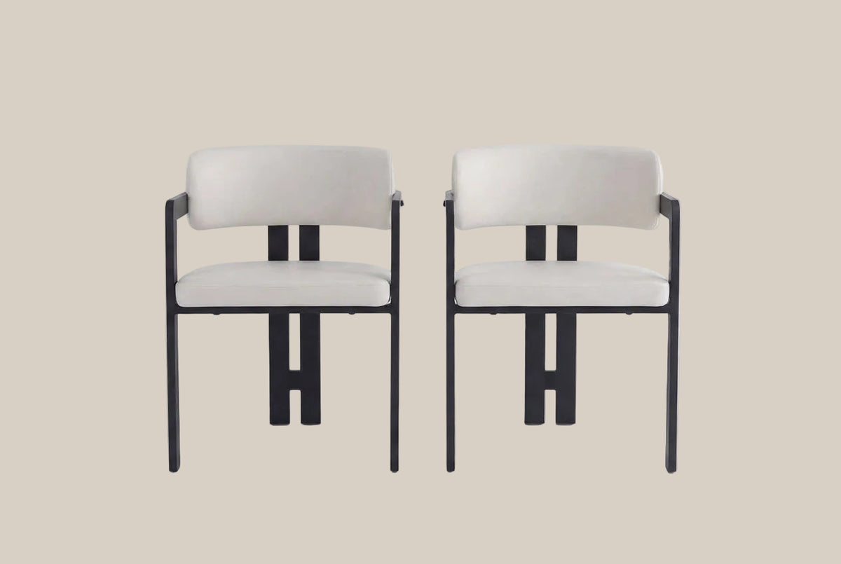 Blackwell — Chaise en velours beige, piètement métal noir — vue 4