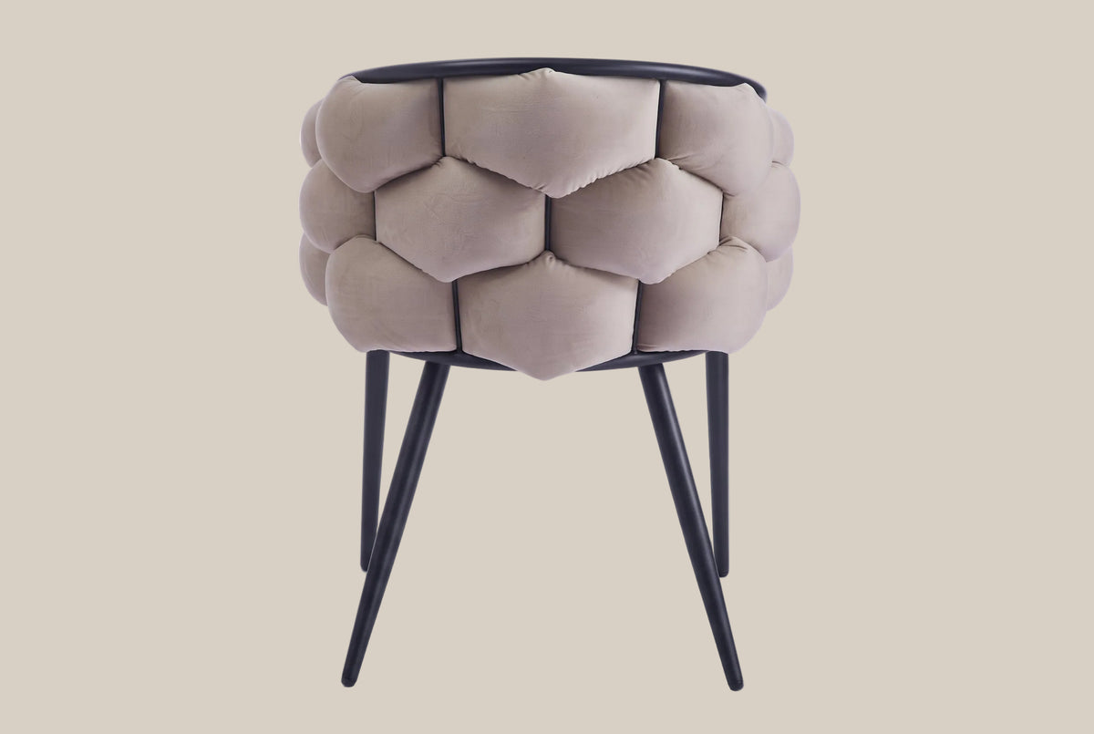 Blythwood — Chaise avec accoudoirs en velours taupe, piètement métal noir — vue 3
