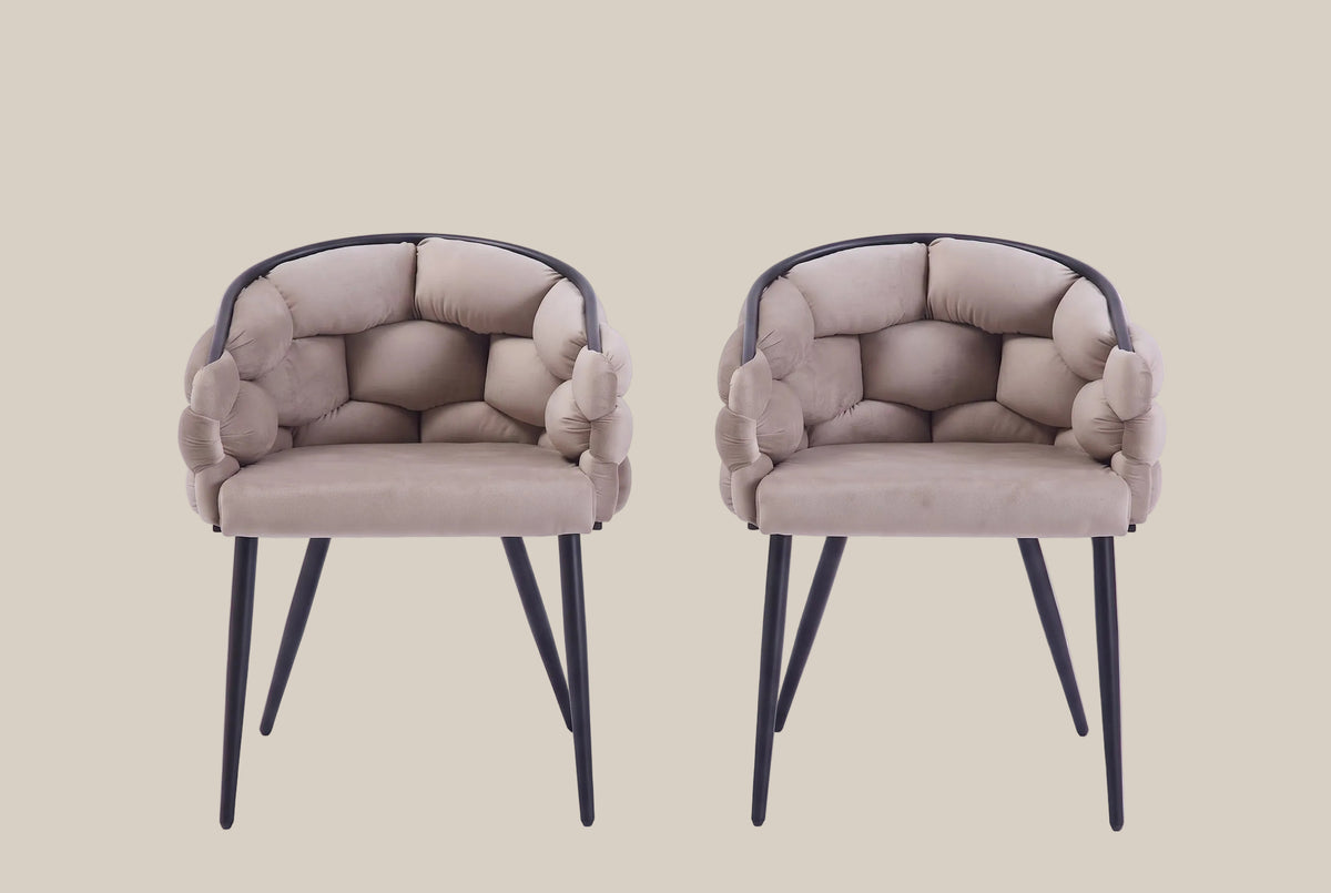 Blythwood — Chaise avec accoudoirs en velours taupe, piètement métal noir — vue 4