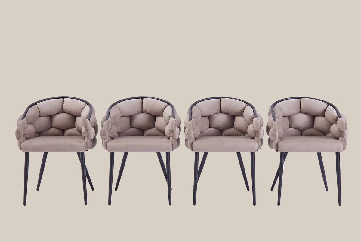 Blythwood — Chaise avec accoudoirs en velours taupe, piètement métal noir — vue 5