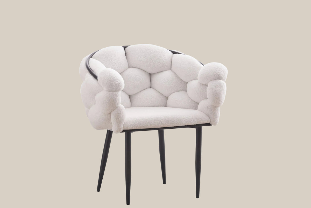 Blythwood — Chaise en doudou écru, piètement métal noir — vue 2