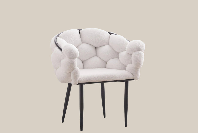 Blythwood — Chaise en doudou écru, piètement métal noir