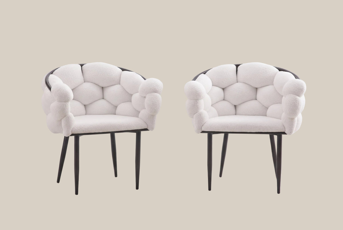 Blythwood — Chaise en doudou écru, piètement métal noir — vue 4
