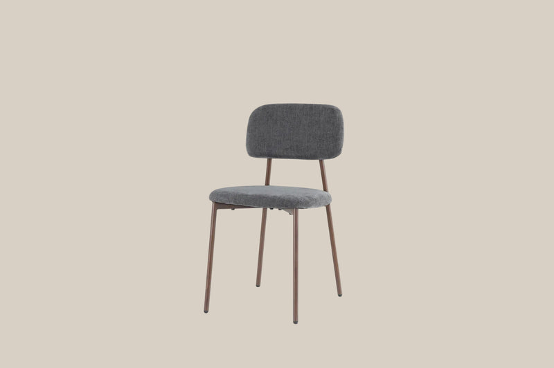 Cavendish — Chaise en tissu heritage anthracite, piètement effet noyer