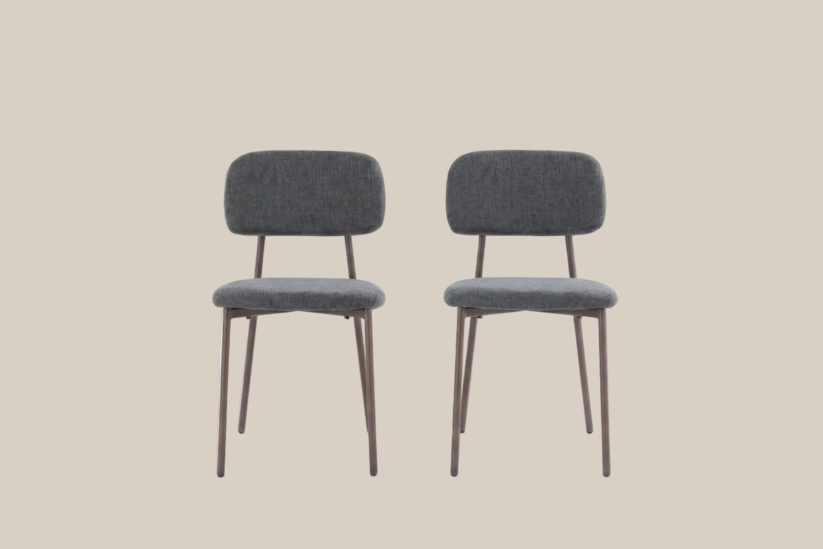 Cavendish — Chaise en tissu heritage anthracite, piètement effet noyer — vue 4