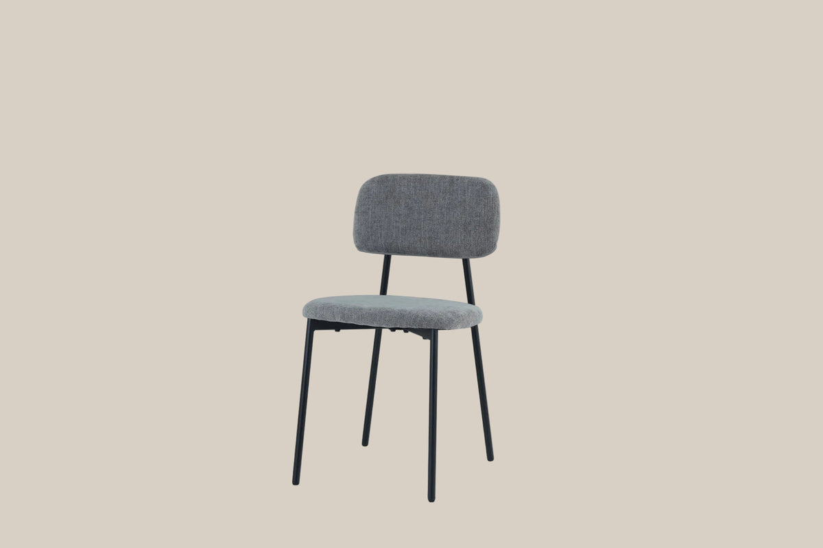 Cavendish — Chaise en tissu heritage anthracite, piètement métal noir — vue 2