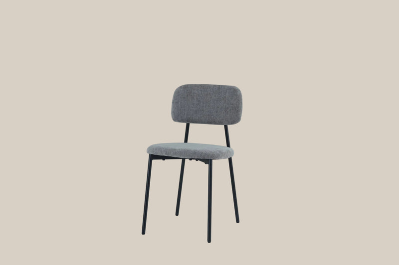 Cavendish — Chaise en tissu heritage anthracite, piètement métal noir