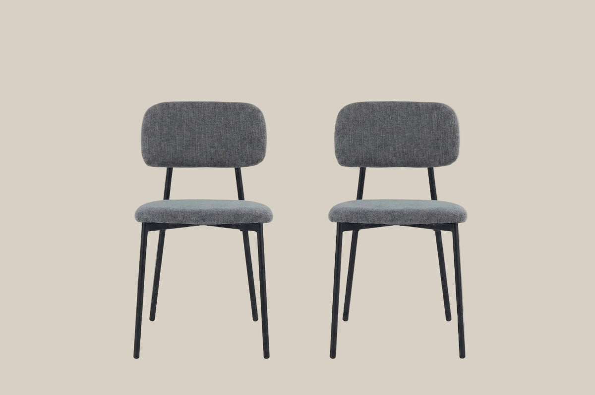 Cavendish — Chaise en tissu heritage anthracite, piètement métal noir — vue 4