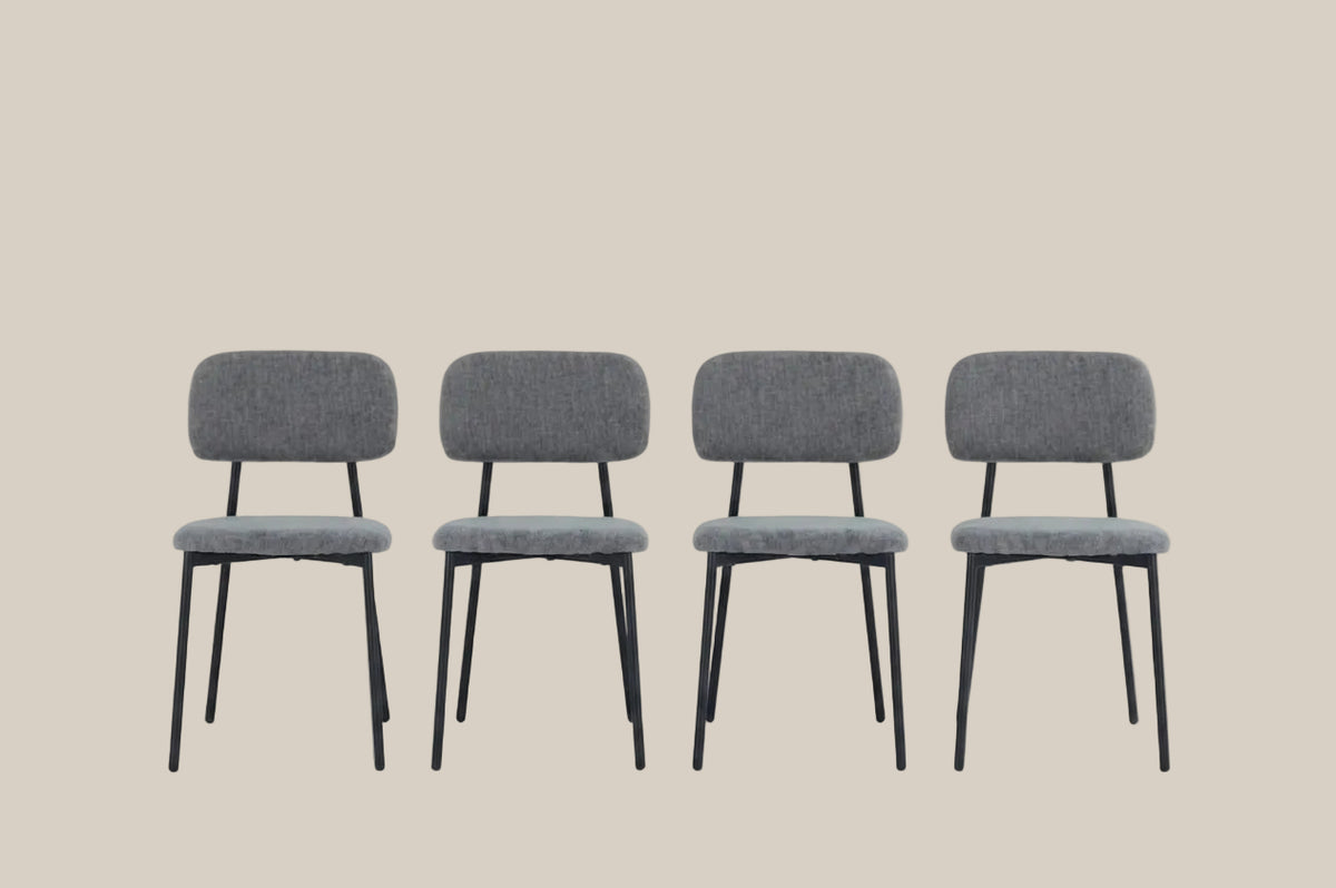 Cavendish — Chaise en tissu heritage anthracite, piètement métal noir — vue 5