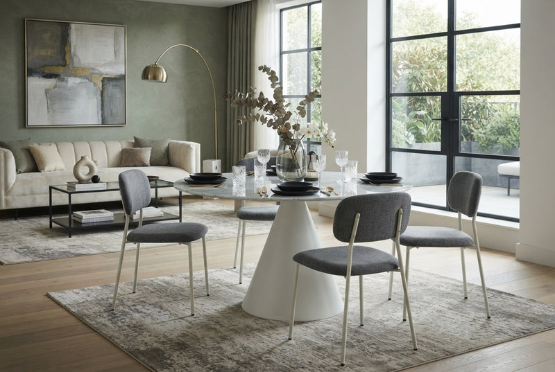 Cavendish — Chaise en tissu heritage anthracite, piètement métal taupe en situation