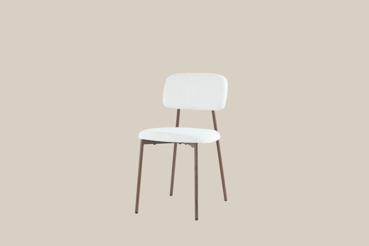 Cavendish — Chaise en tissu heritage beige, piètement effet noyer — vue 2