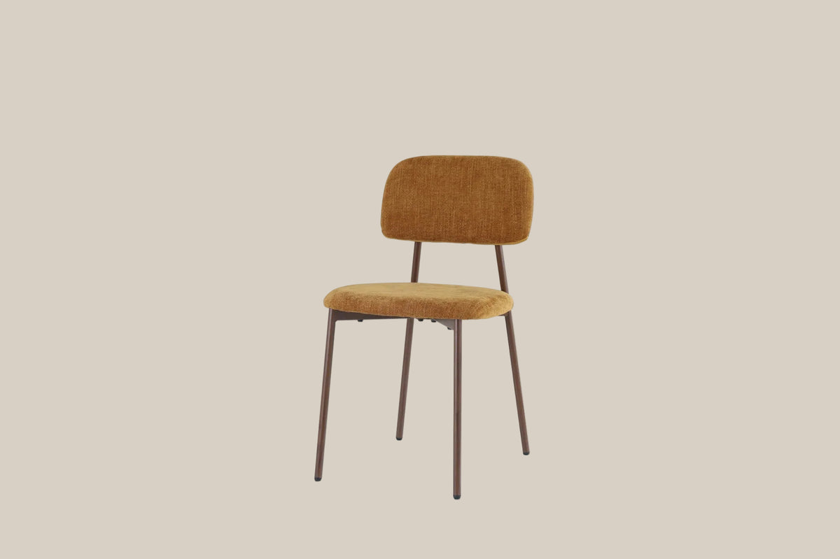 Cavendish — Chaise en tissu heritage ocre, piètement effet noyer — vue 2