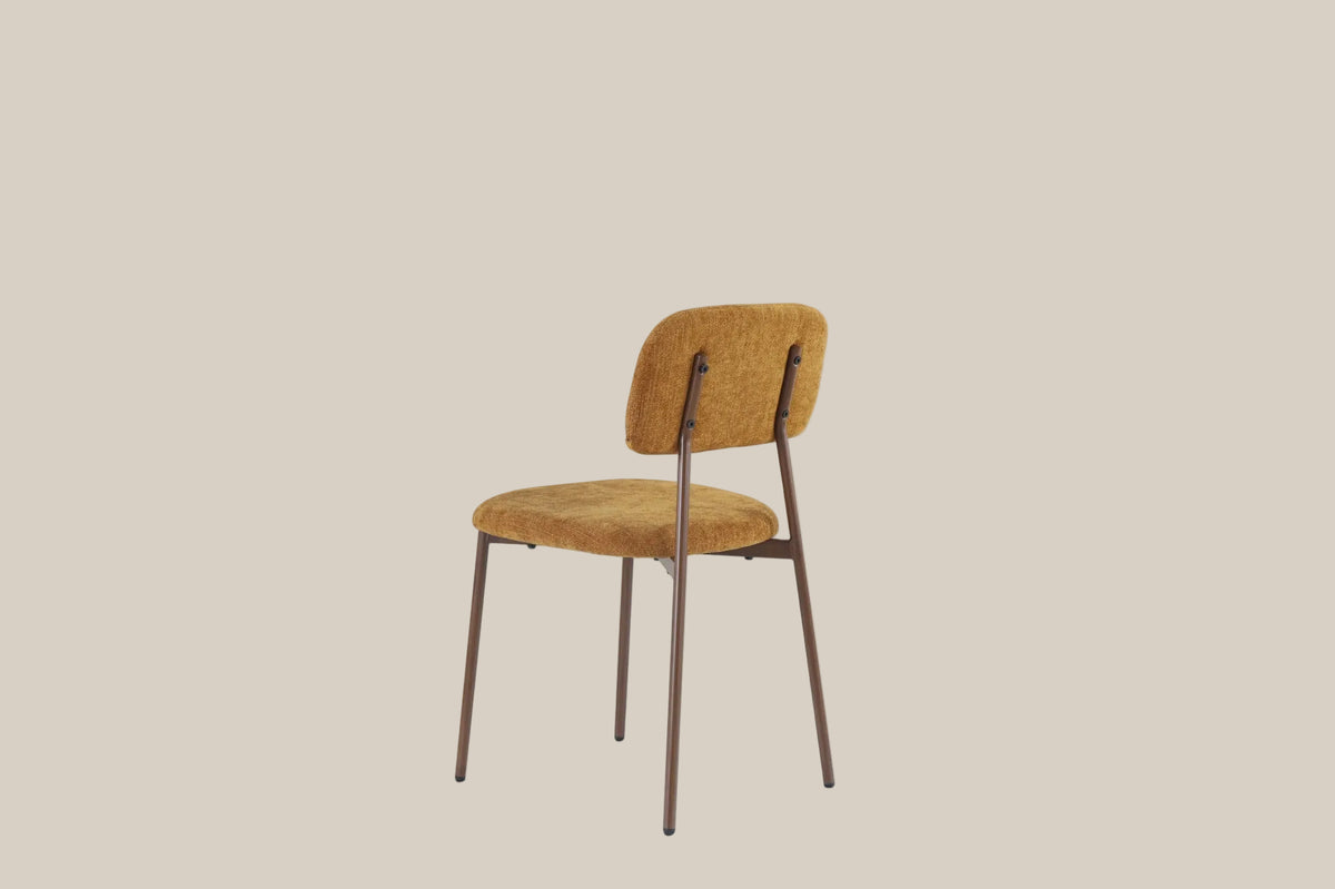 Cavendish — Chaise en tissu heritage ocre, piètement effet noyer — vue 3