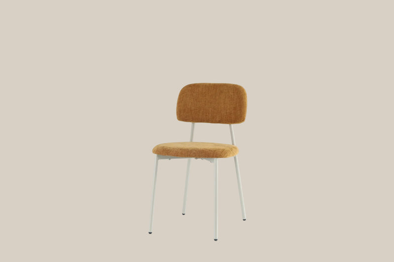 Cavendish — Chaise en tissu heritage ocre, piètement métal taupe