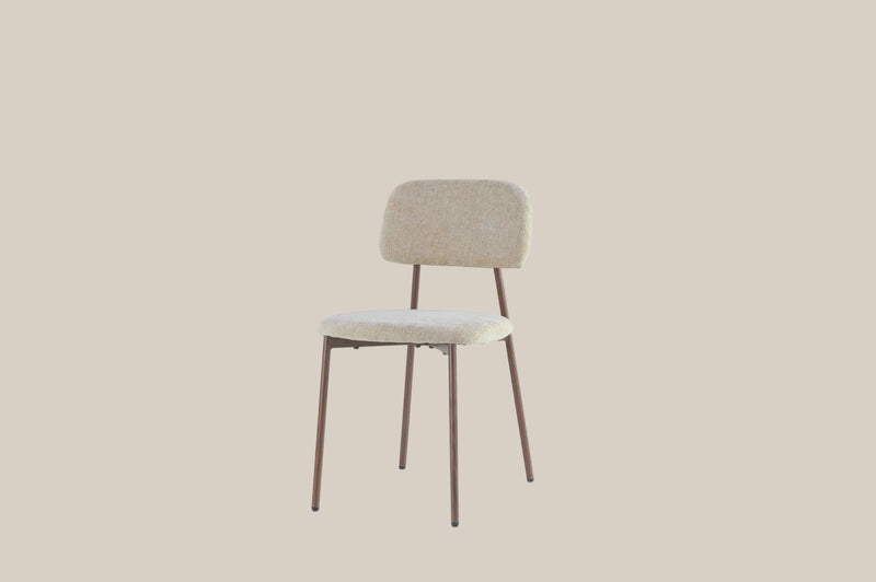 Cavendish — Chaise en tissu heritage sable, piètement effet noyer