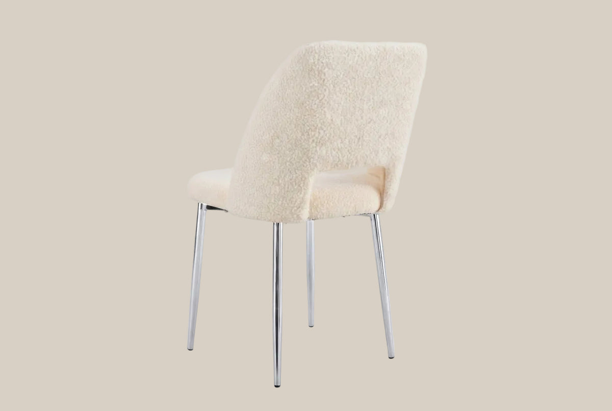 Crandale — Chaise en doudou beige, piètement chrome — vue 3