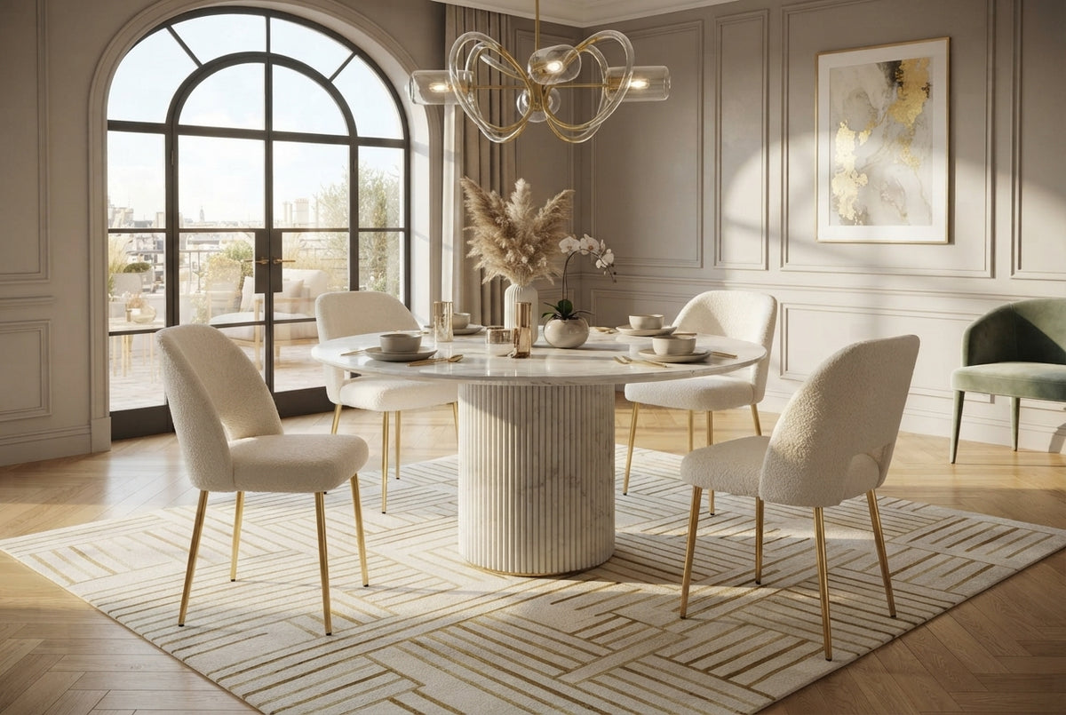 Crandale — Chaise en doudou beige, piètement gold — vue 1