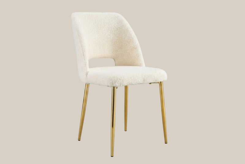 Crandale — Chaise en doudou beige, piètement gold