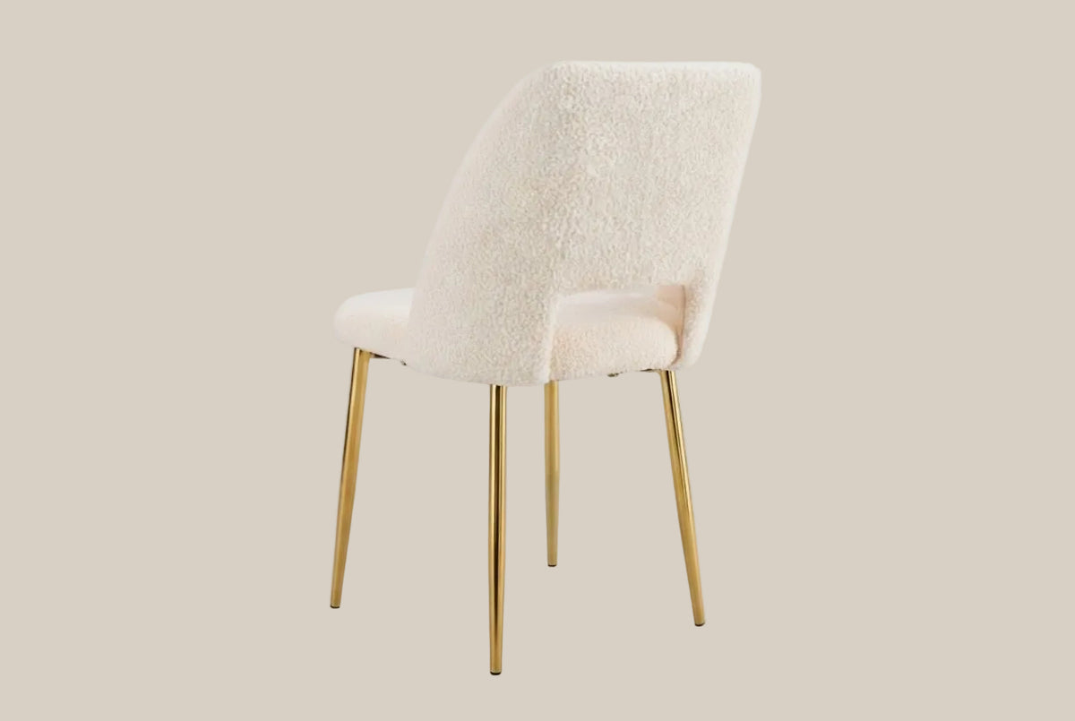 Crandale — Chaise en doudou beige, piètement gold — vue 3