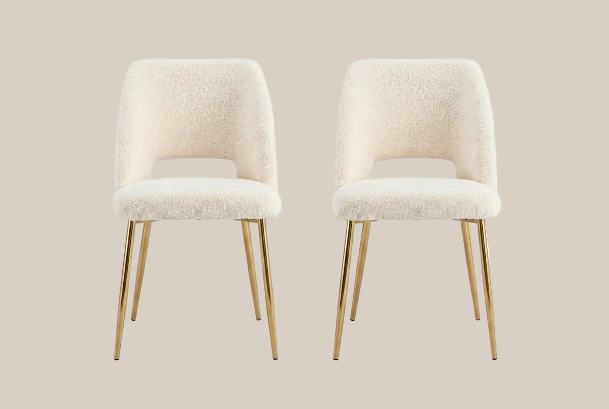 Crandale — Chaise en doudou beige, piètement gold — vue 4