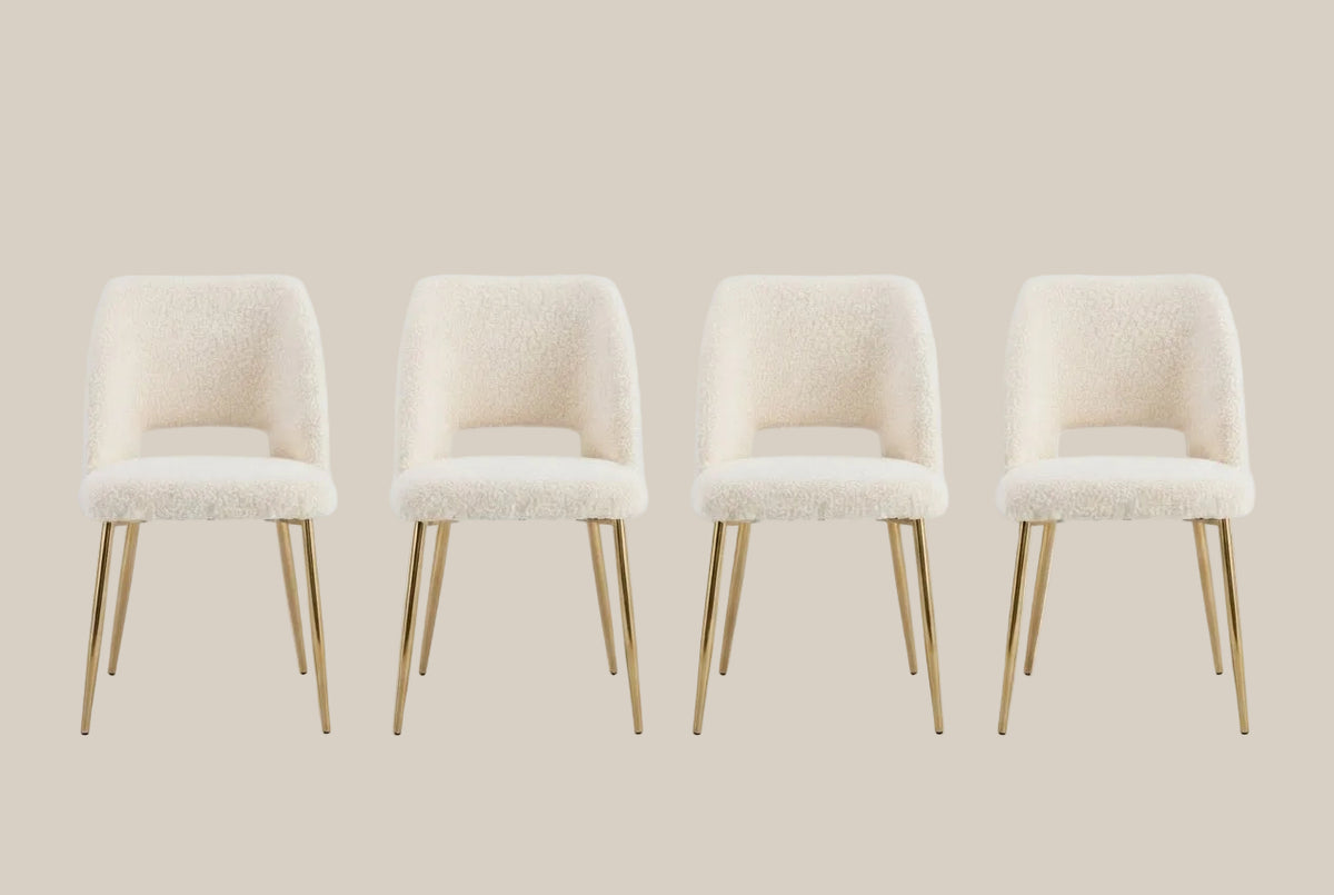 Crandale — Chaise en doudou beige, piètement gold — vue 5
