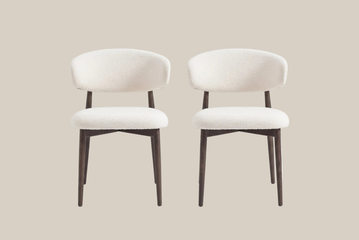 Duxford — Chaise en tissu grainé beige, piètement effet noyer — vue 4