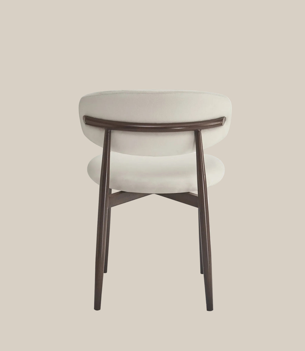 Duxford — Chaise en velours beige, piètement effet noyer — vue 3