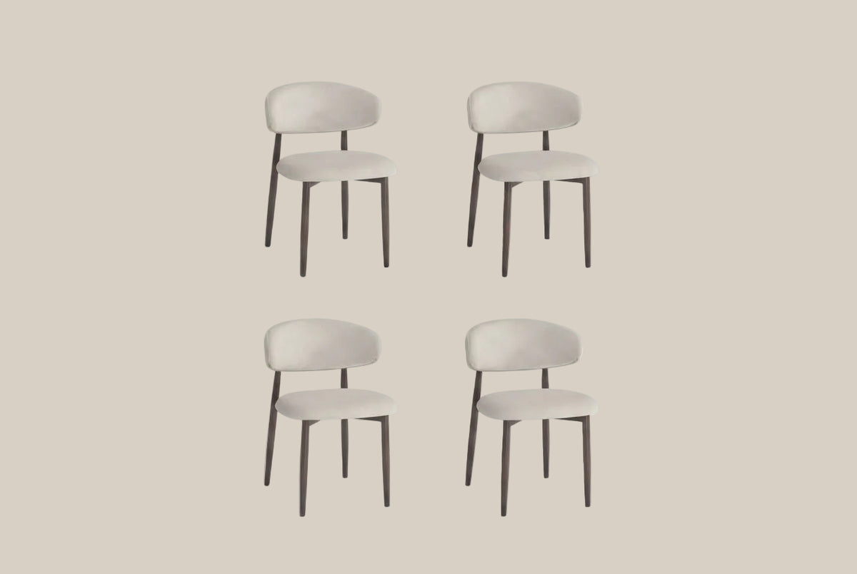 Duxford — Chaise en velours beige, piètement effet noyer — vue 5