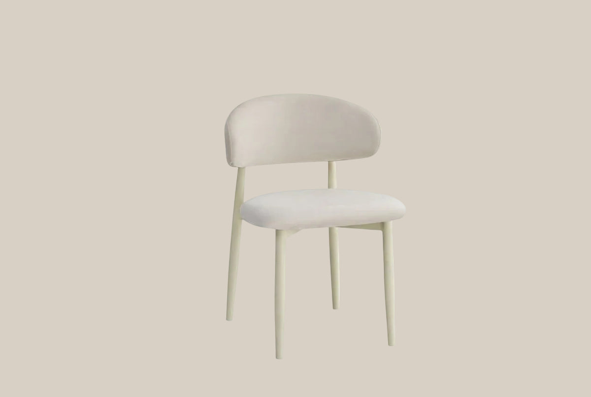 Duxford — Chaise en velours beige, piètement métal beige — vue 2