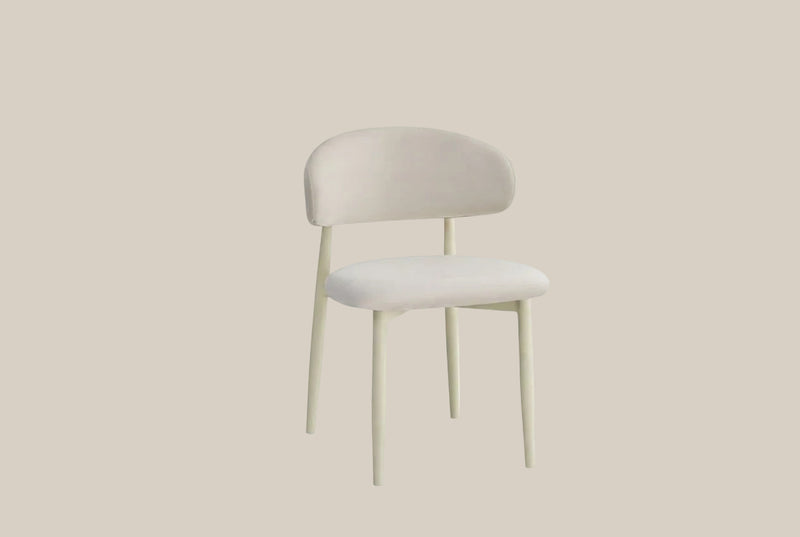 Duxford — Chaise en velours beige, piètement métal beige