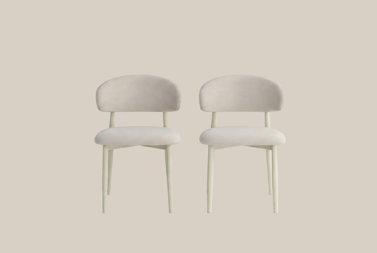 Duxford — Chaise en velours beige, piètement métal beige — vue 4